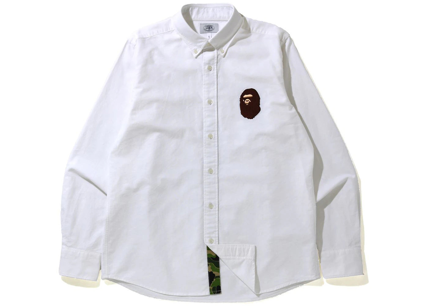 BAPE Large Ape Head Oxford BD Shirt White