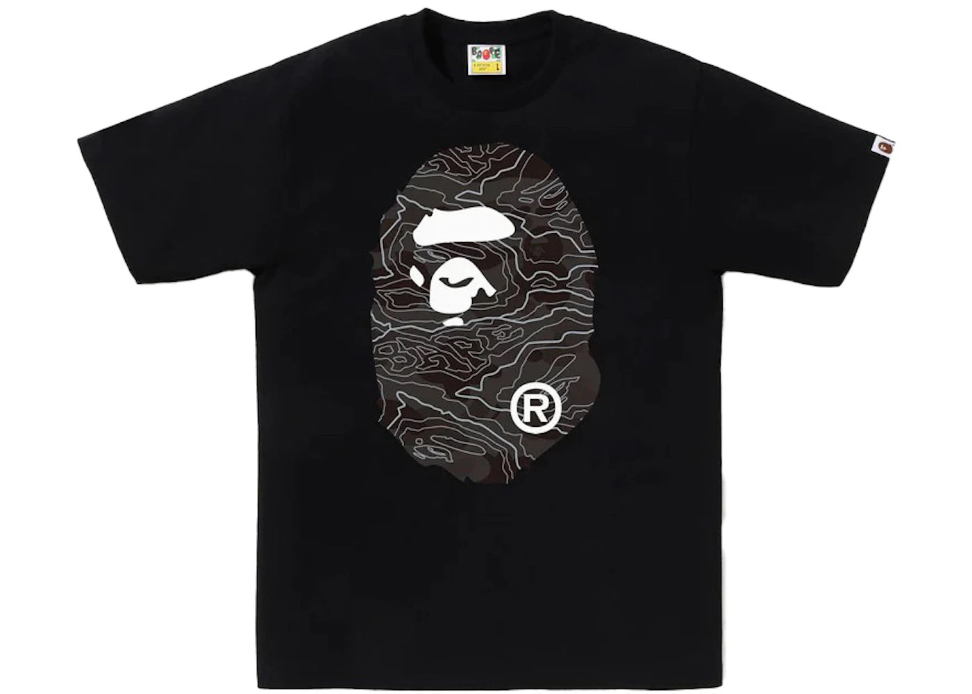BAPE Layered Line Camo Big Ape Head Tee Black/Black