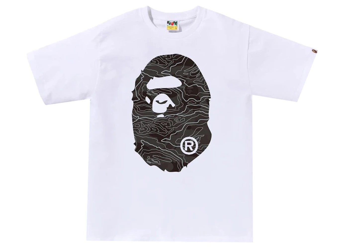 BAPE Layered Line Camo Big Ape Head Tee White/Black