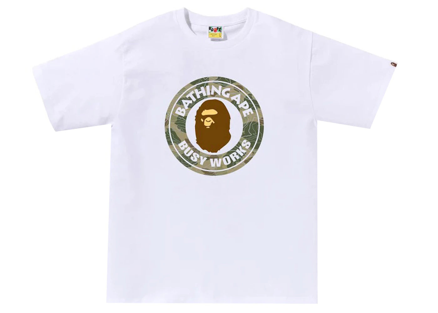 BAPE Layered Line Camo Busy Works Tee White/Beige