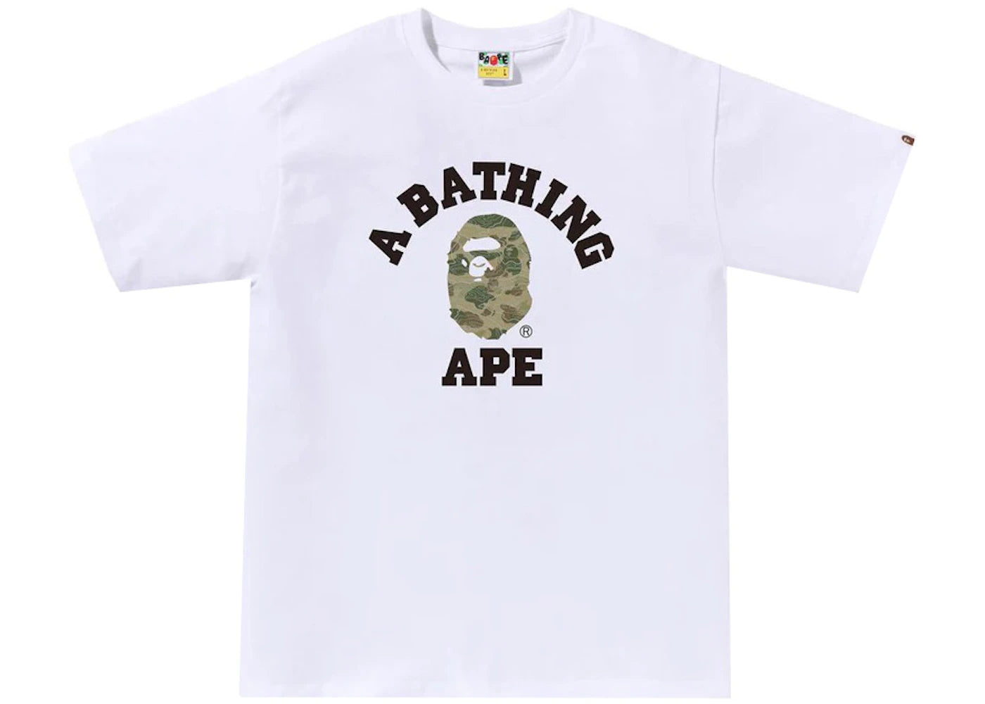 BAPE Layered Line Camo College Tee White/Beige