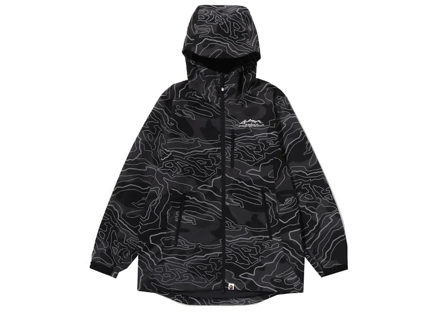 BAPE Layered Line Camo Shell Jacket Black