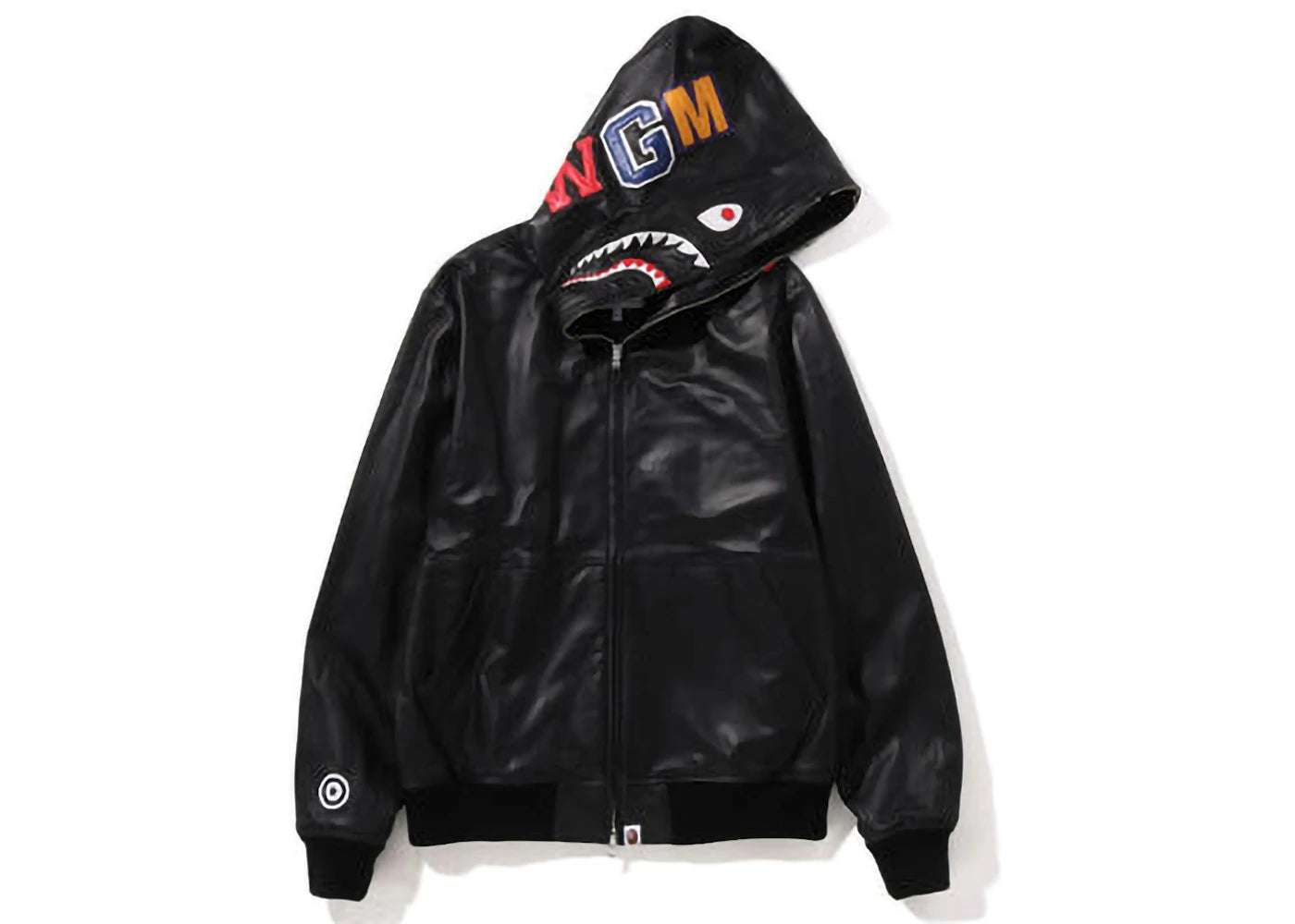 BAPE Leather Shark Full Zip Jacket Black