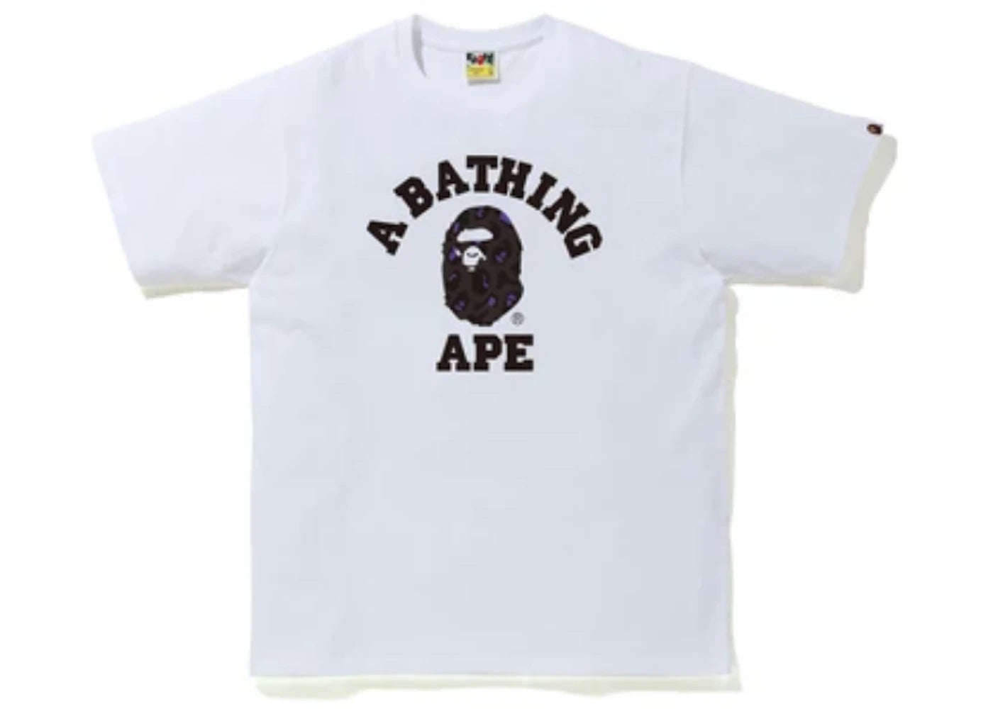 BAPE Leopard College Tee White/Purple