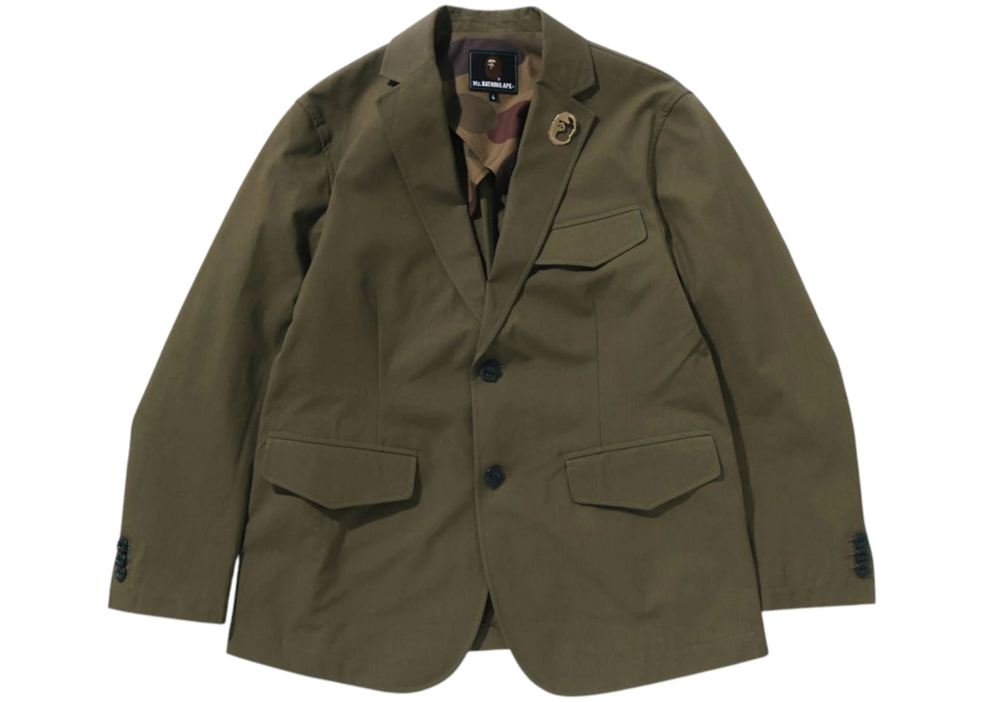 BAPE Light Metal Button Blazer Jacket Olive