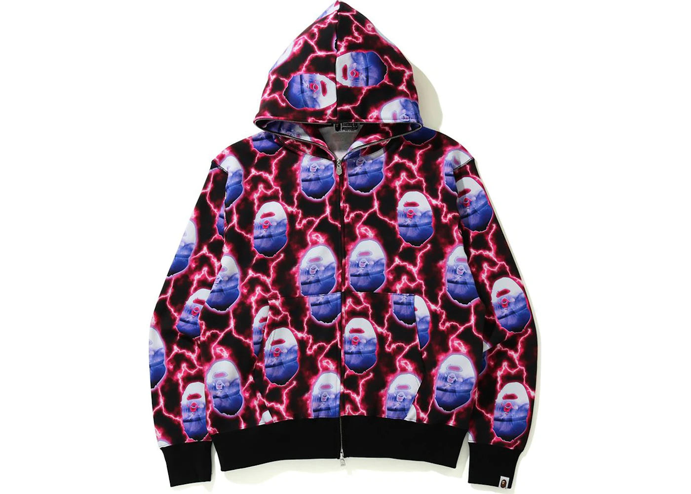 BAPE Lightening Relaxed Down Zip Hoodie Black