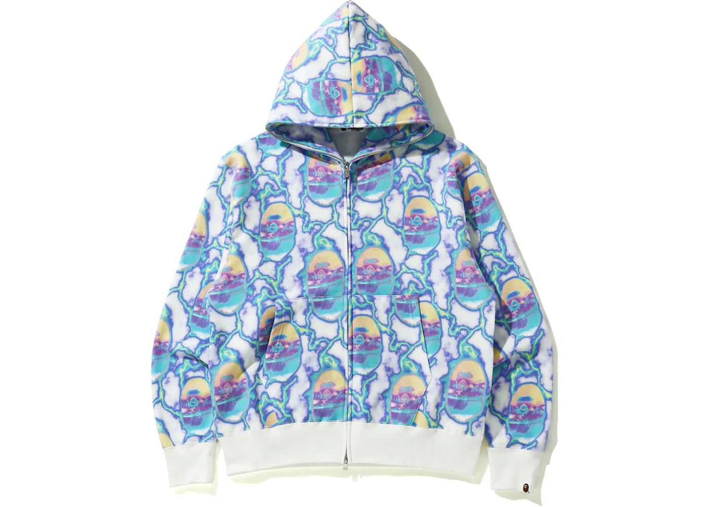 BAPE Lightening Relaxed Down Zip Hoodie Blue