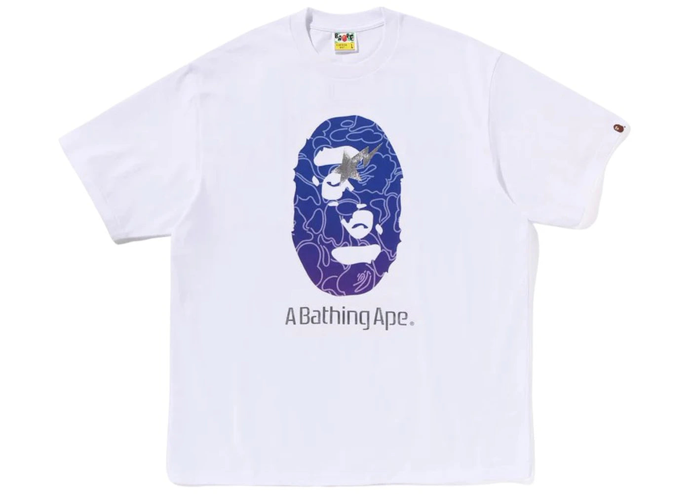 BAPE Line Camo Ape Head Relaxed Fit Tee White