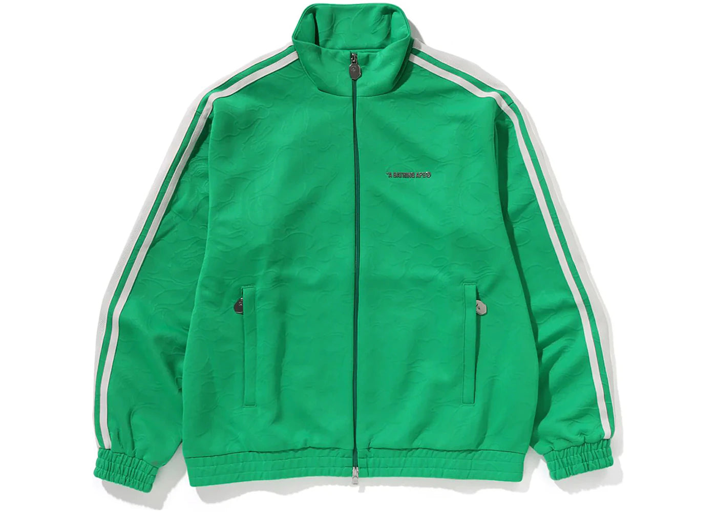 BAPE Line Camo Jacquard Bathing Ape Logo Relaxed Fit Track Jacket Green