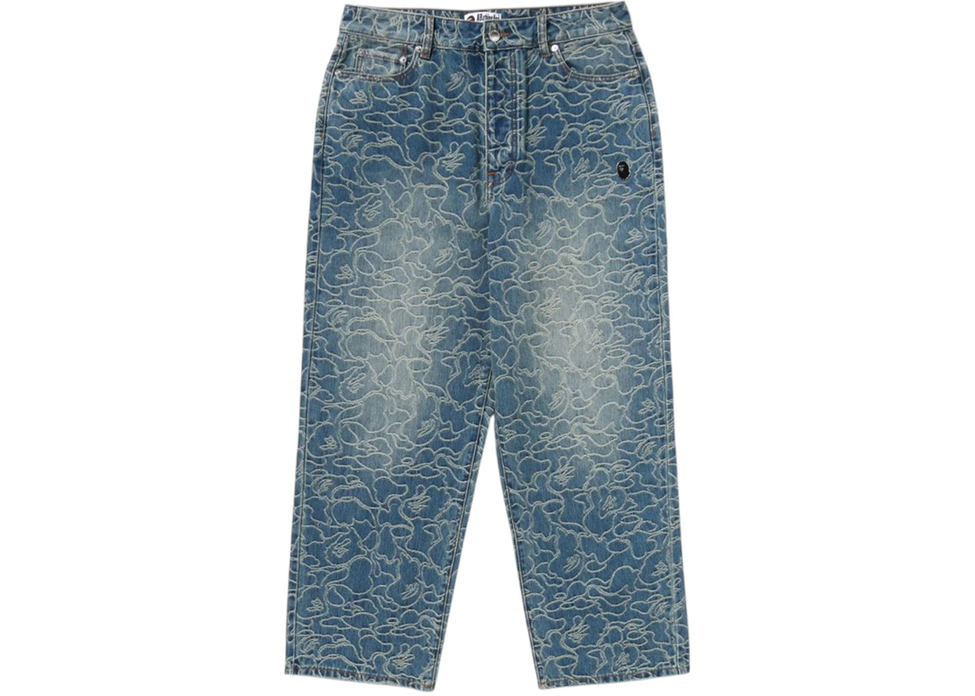 BAPE Line Camo Jacquard One Point Relaxed Fit 13Oz Denim Pants Light Indigo