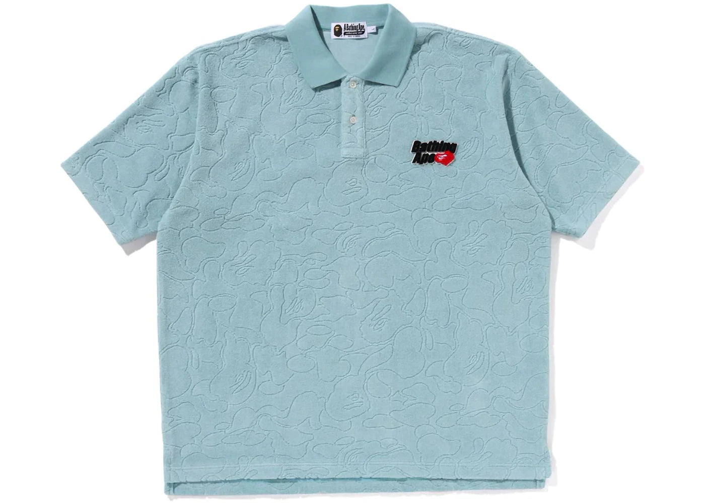BAPE Line Camo Terry Towel Ape Head One Point Polo Sax