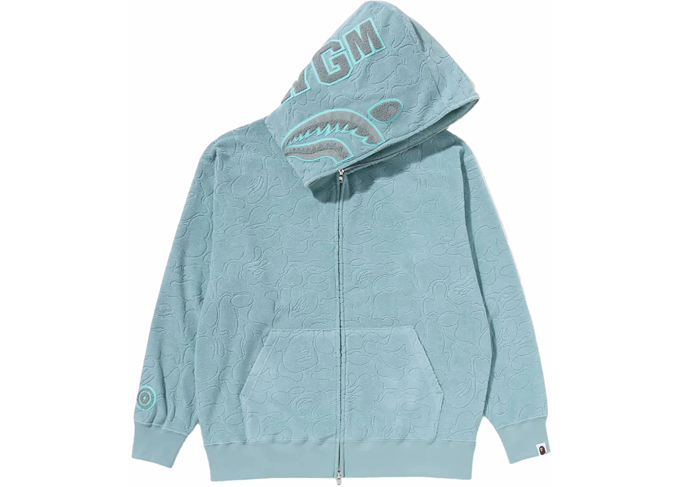 BAPE Line Camo Terry Towel Shark Zip Hoodie Sax