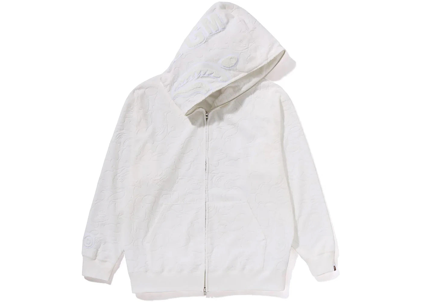 BAPE Line Camo Terry Towel Shark Zip Hoodie White