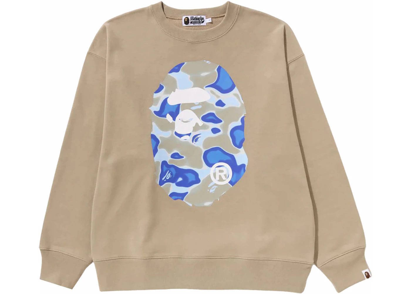 BAPE Liquid Camo Ape Head Relaxed Fit Crewneck Beige