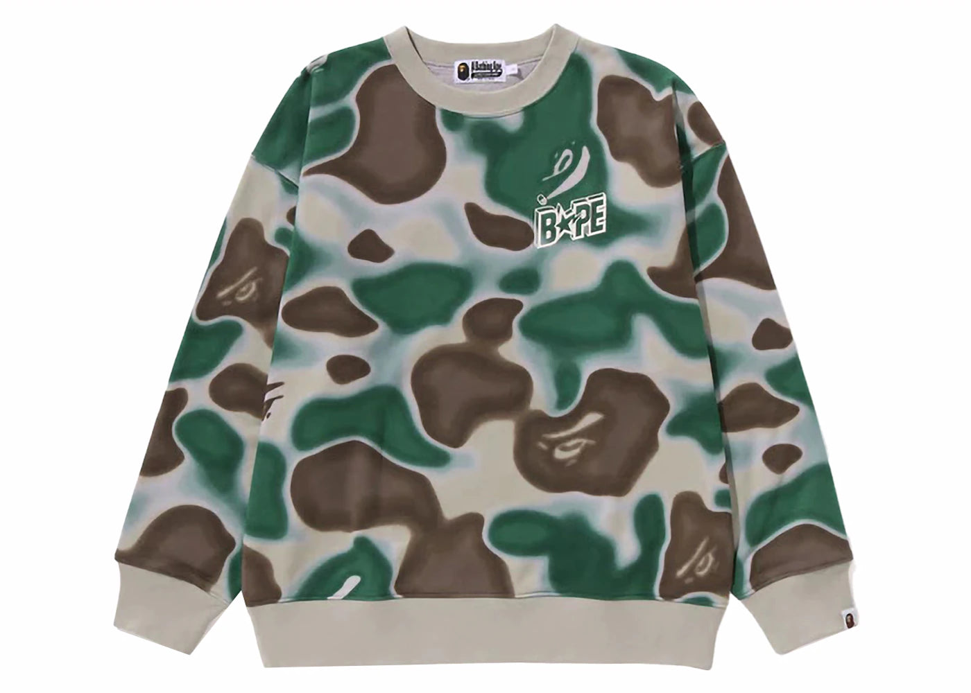 BAPE Liquid Camo Bape Sta Relaxed Fit Crewneck Olivedrab