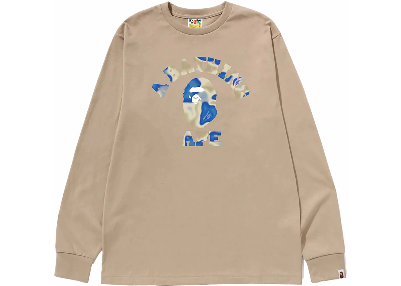 BAPE Liquid Camo College L/S Tee Beige