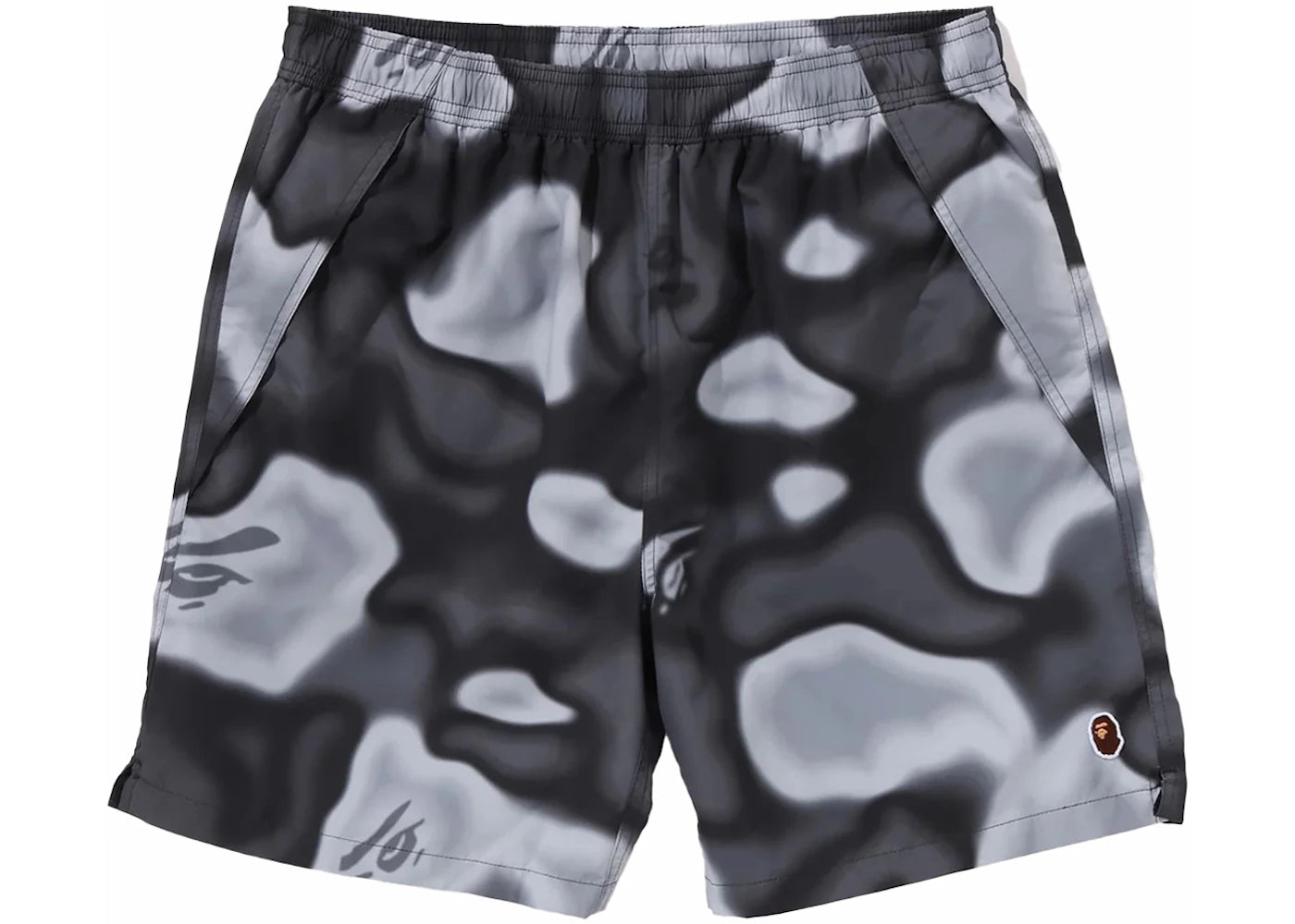 BAPE Liquid Camo One Point Beach Shorts Black