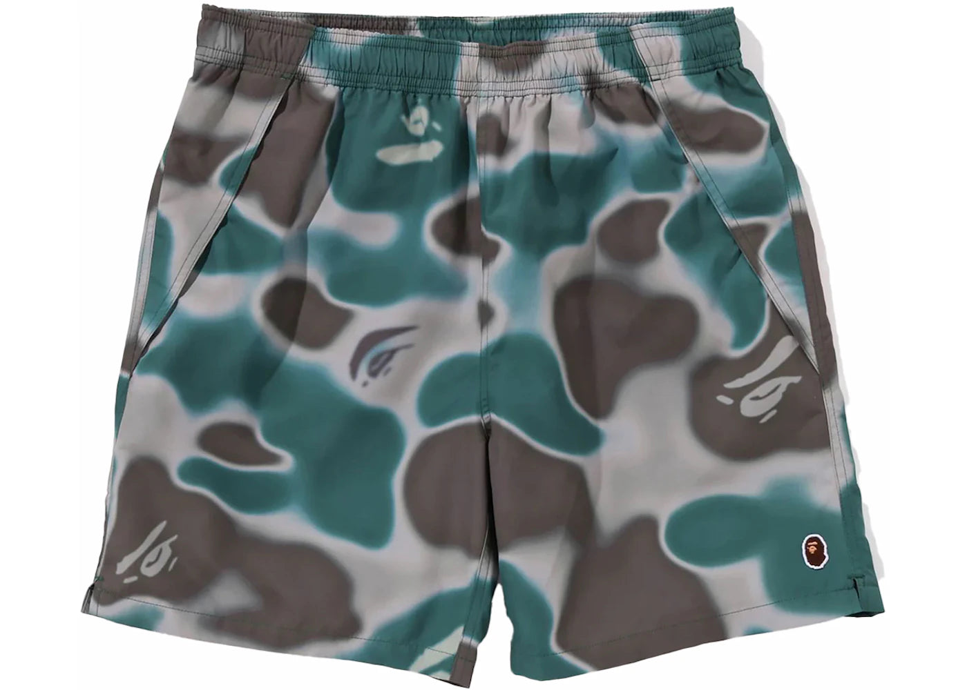 BAPE Liquid Camo One Point Beach Shorts Olivedrab