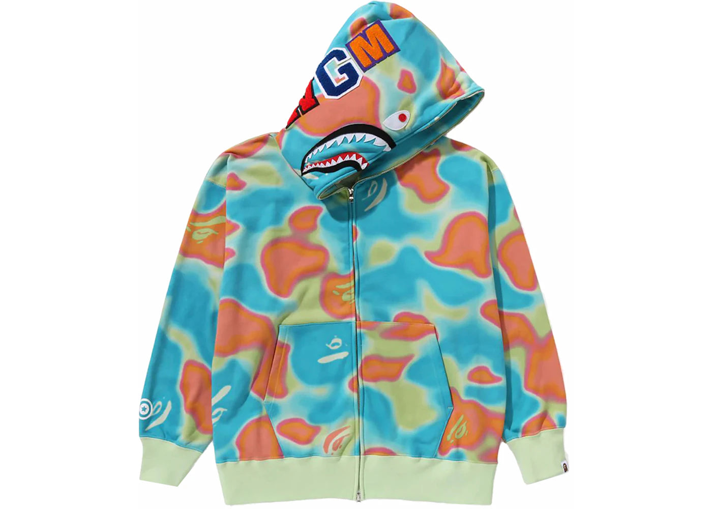 BAPE Liquid Camo Shark Relaxed Fit Full Zip Hoodie Green