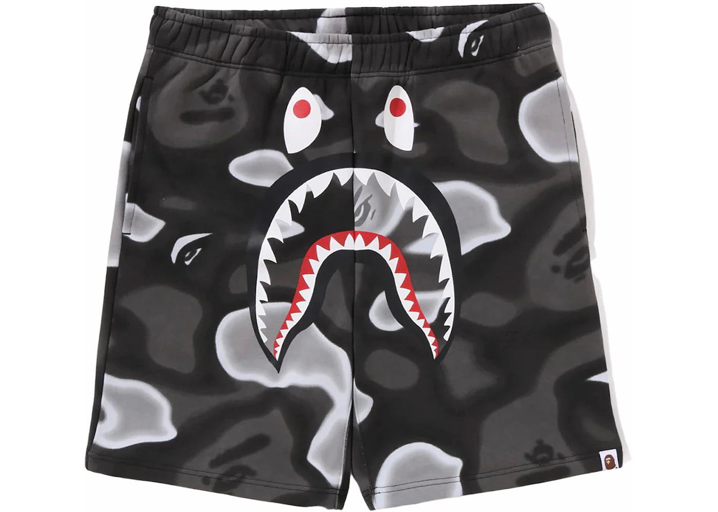 BAPE Liquid Camo Shark Sweat Shorts Black