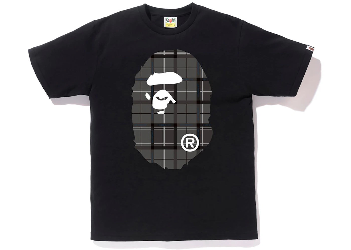 BAPE Logo Check Big Ape Head Tee Black/Black