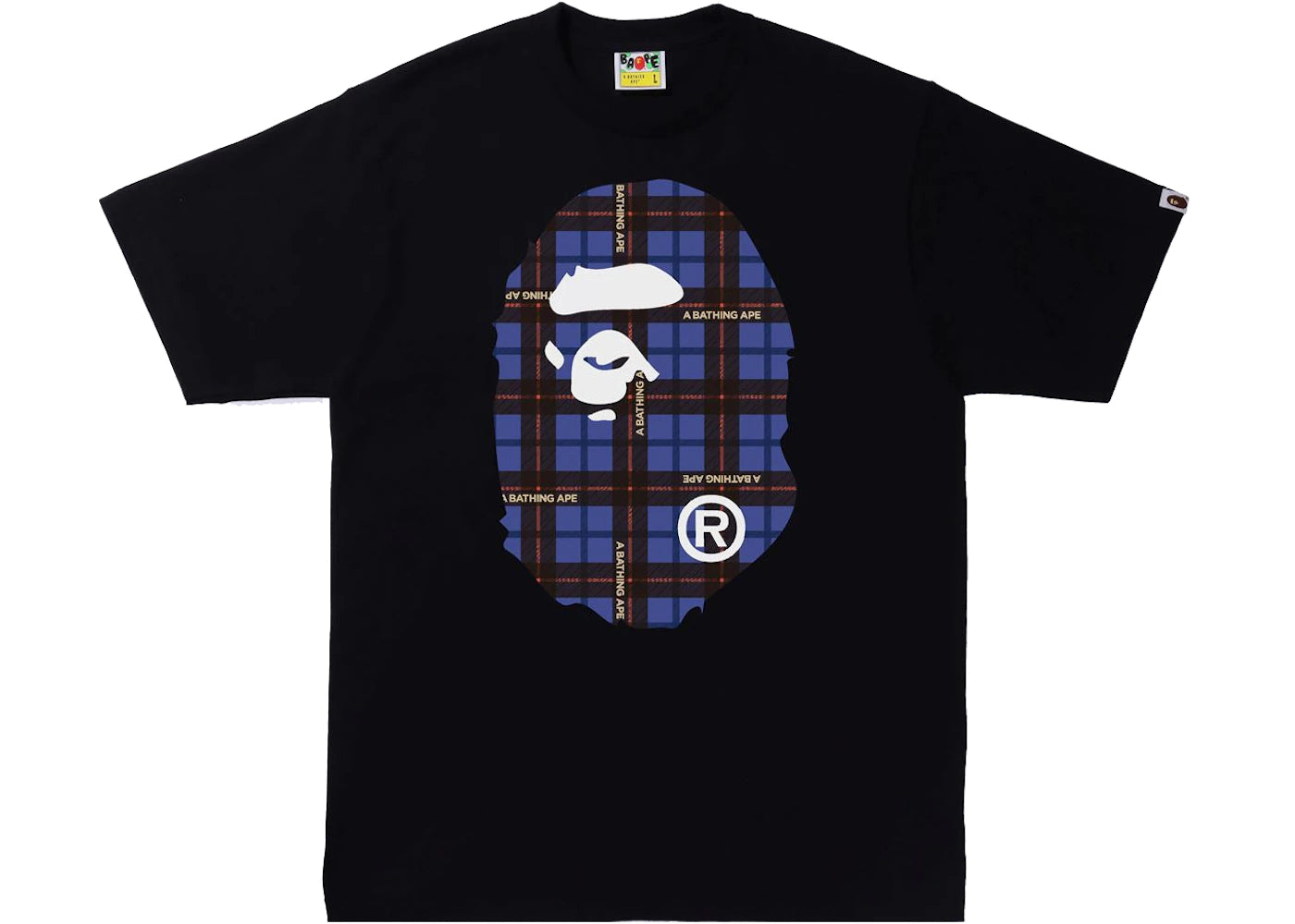 BAPE Logo Check Big Ape Head Tee Black/Blue