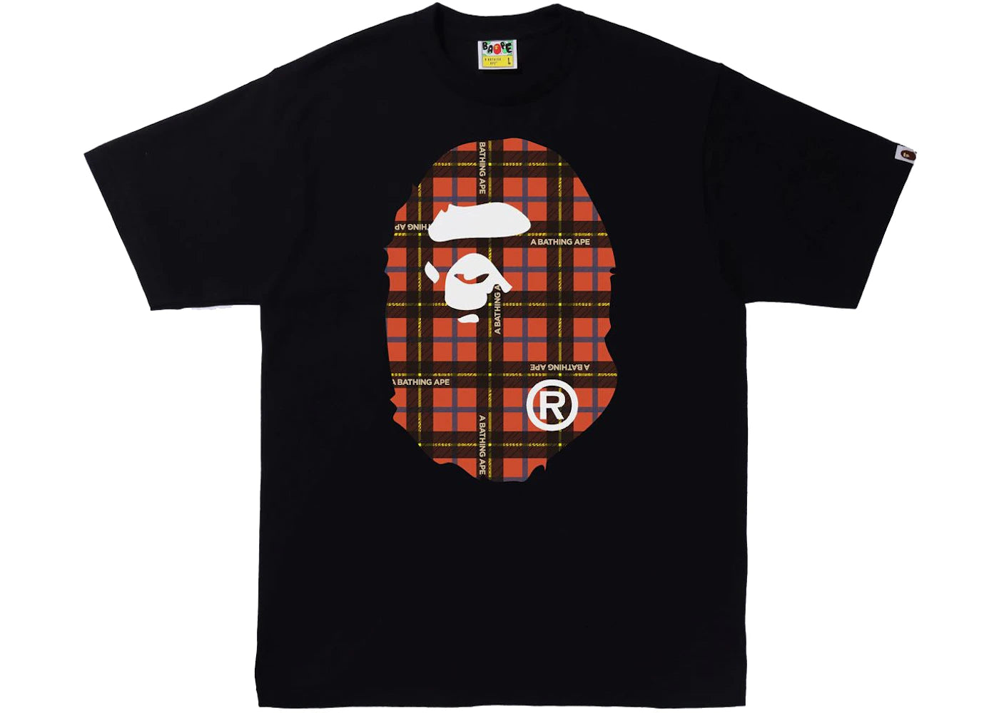 BAPE Logo Check Big Ape Head Tee Black/Red