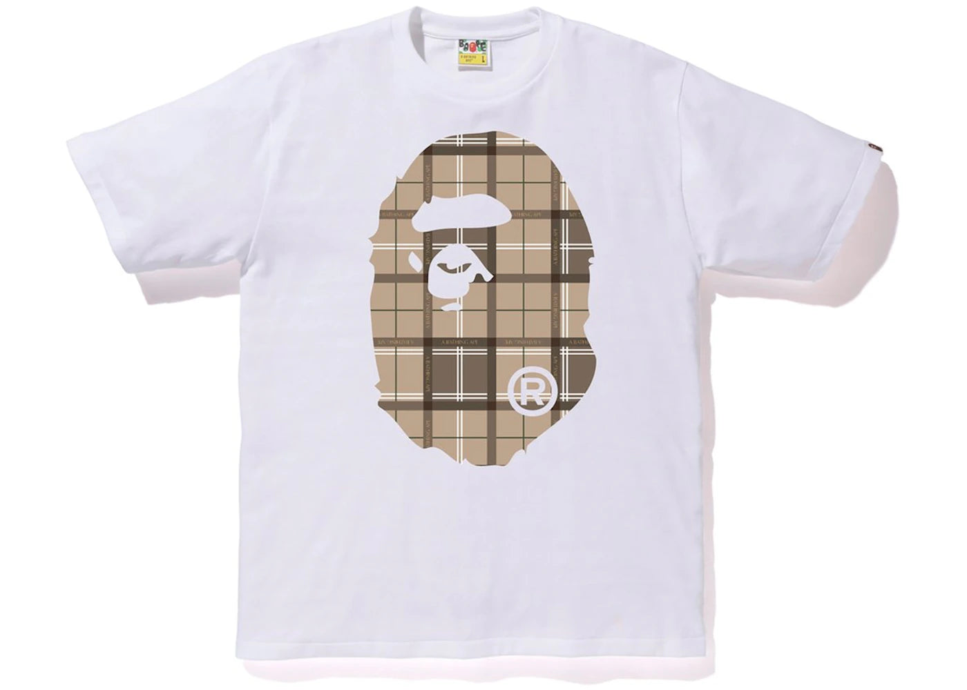 BAPE Logo Check Big Ape Head Tee White/Beige