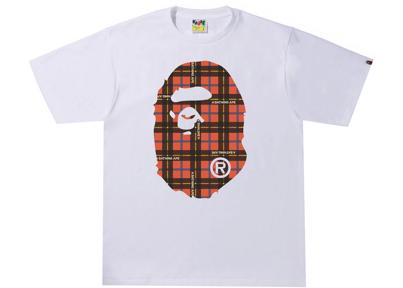 BAPE Logo Check Big Ape Head Tee White/Red