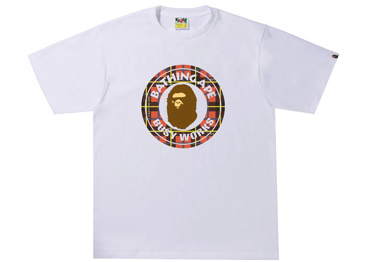 BAPE Logo Check Busy Works Tee White/Red