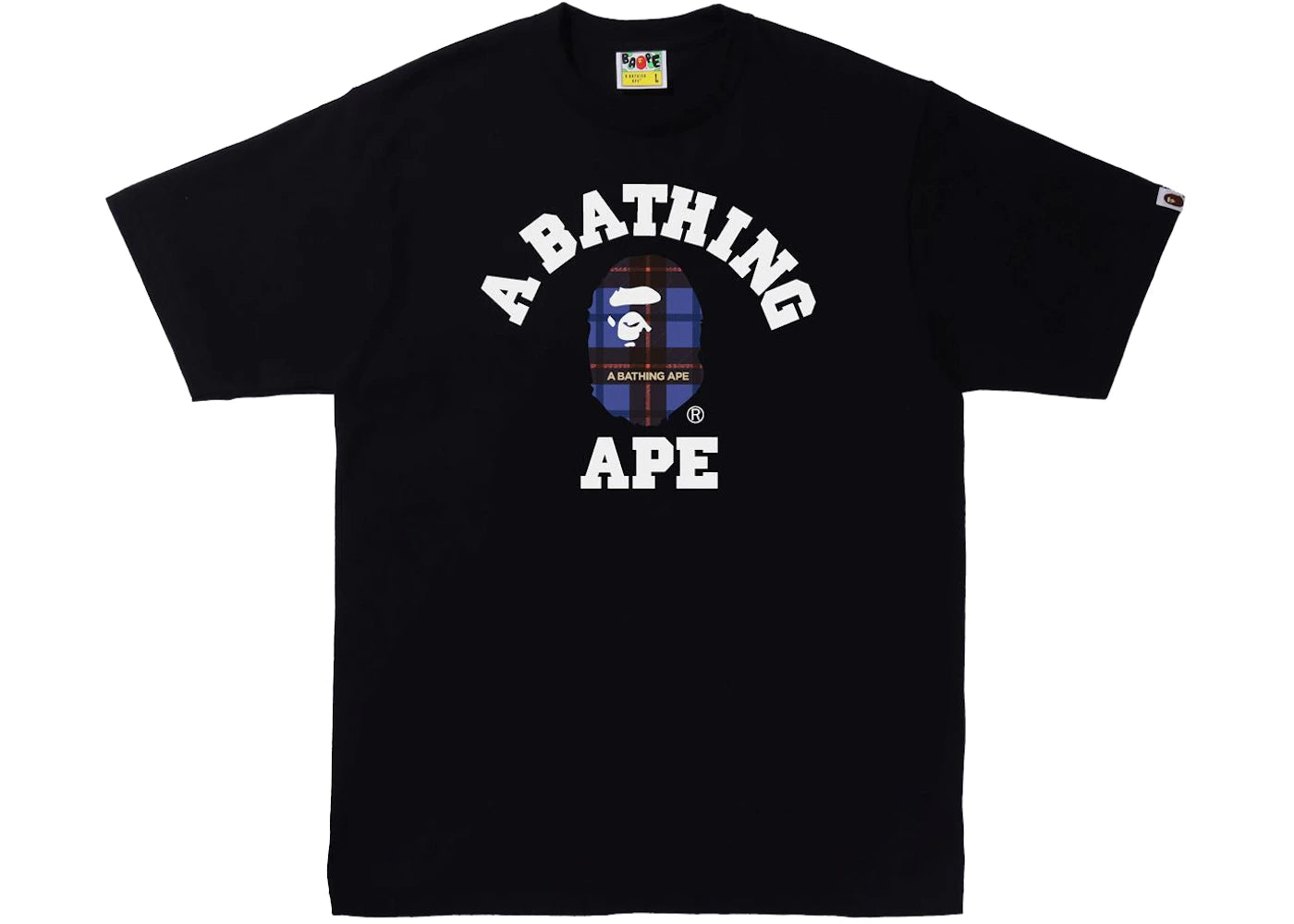 BAPE Logo Check College Tee Black/Blue