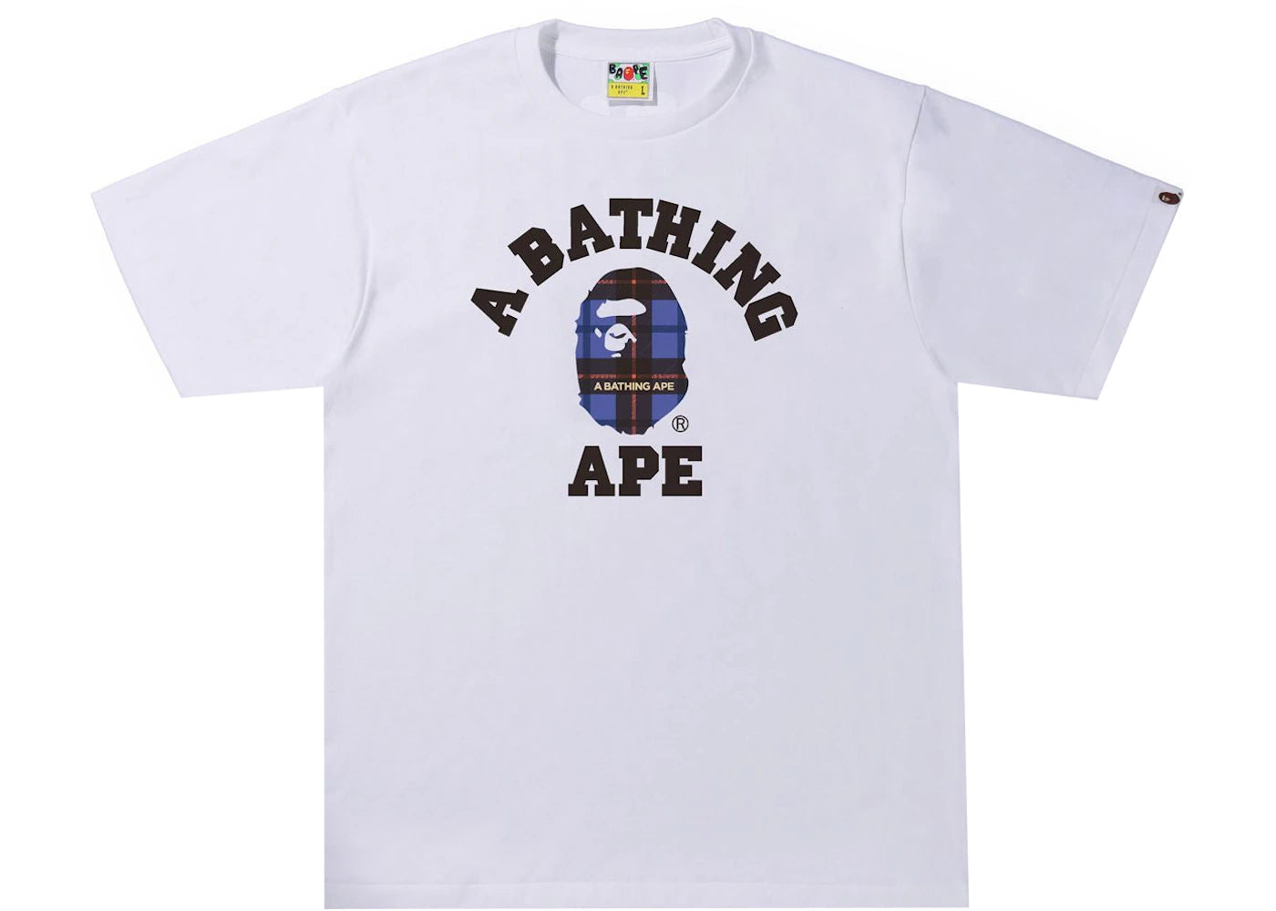 BAPE Logo Check College Tee White/Blue