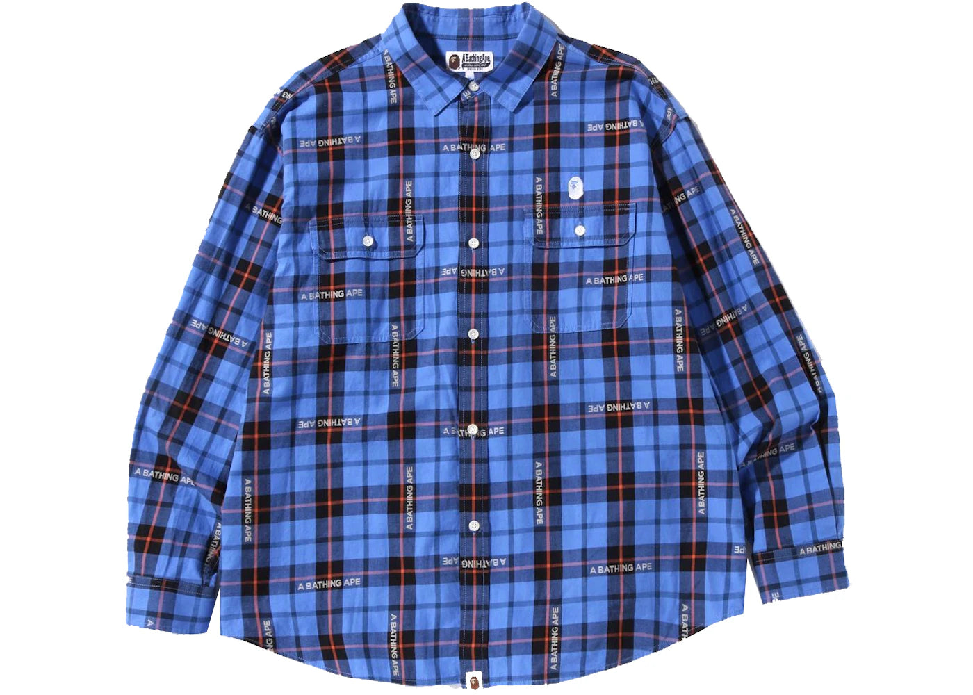 BAPE Logo Check Loose Fit Shirt Blue