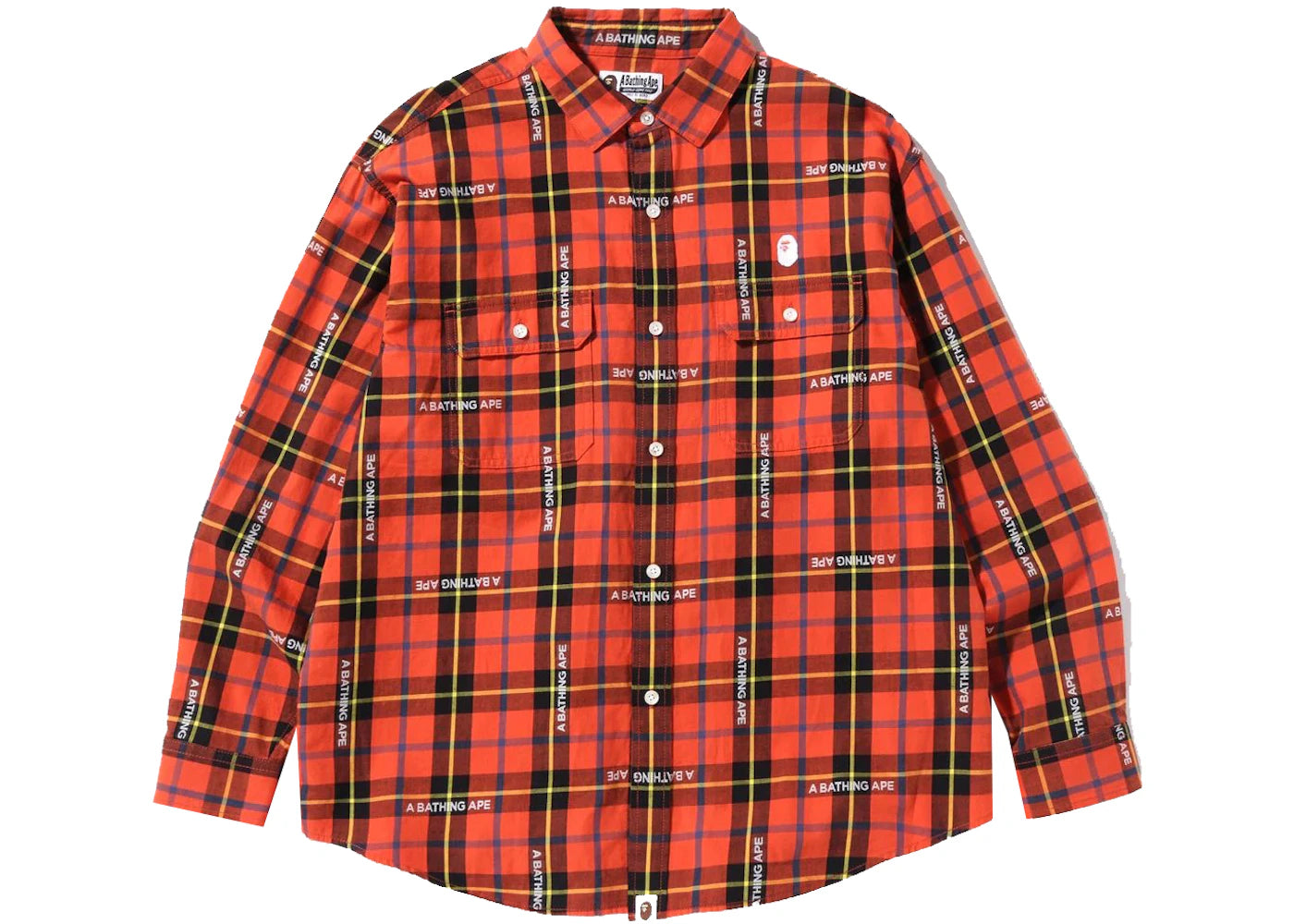 BAPE Logo Check Loose Fit Shirt Red