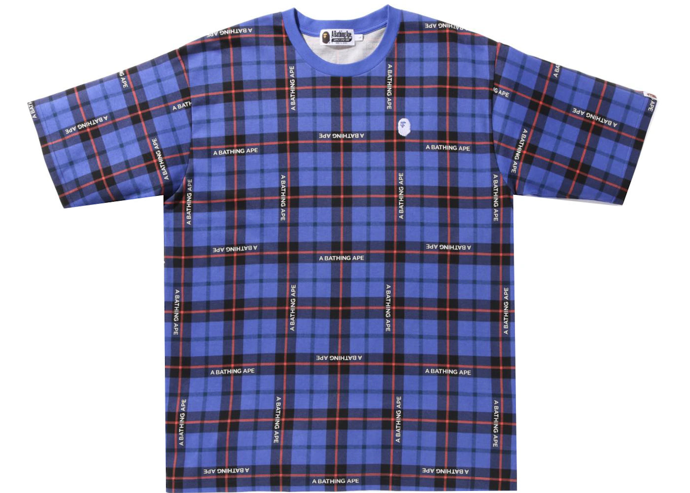 BAPE Logo Check Relaxed Fit One Point Tee Blue