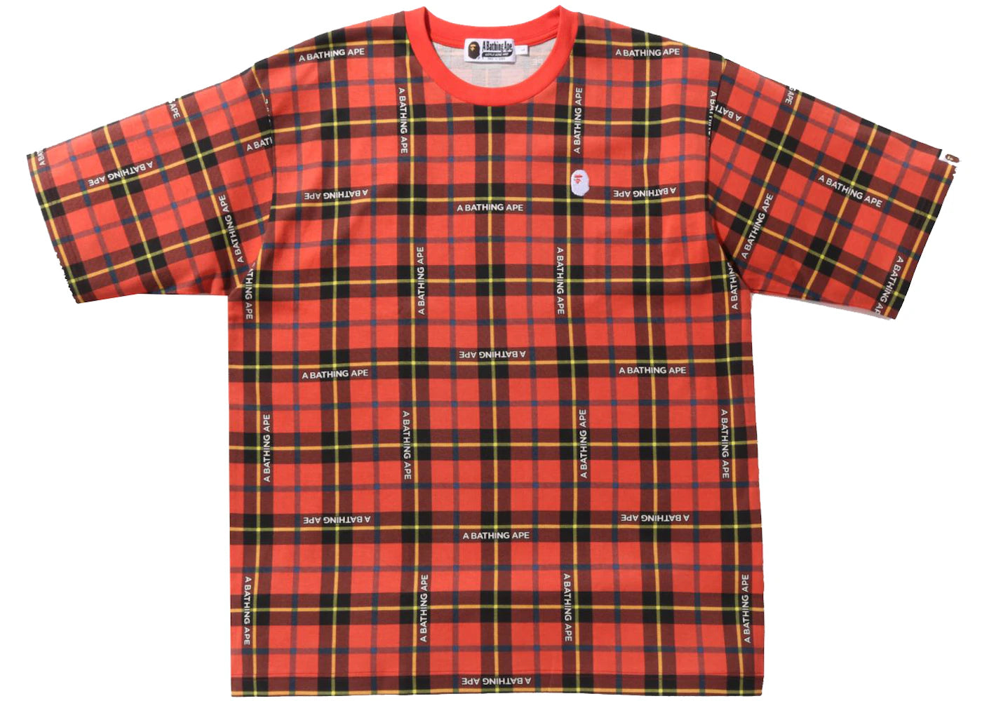 BAPE Logo Check Relaxed Fit One Point Tee Red