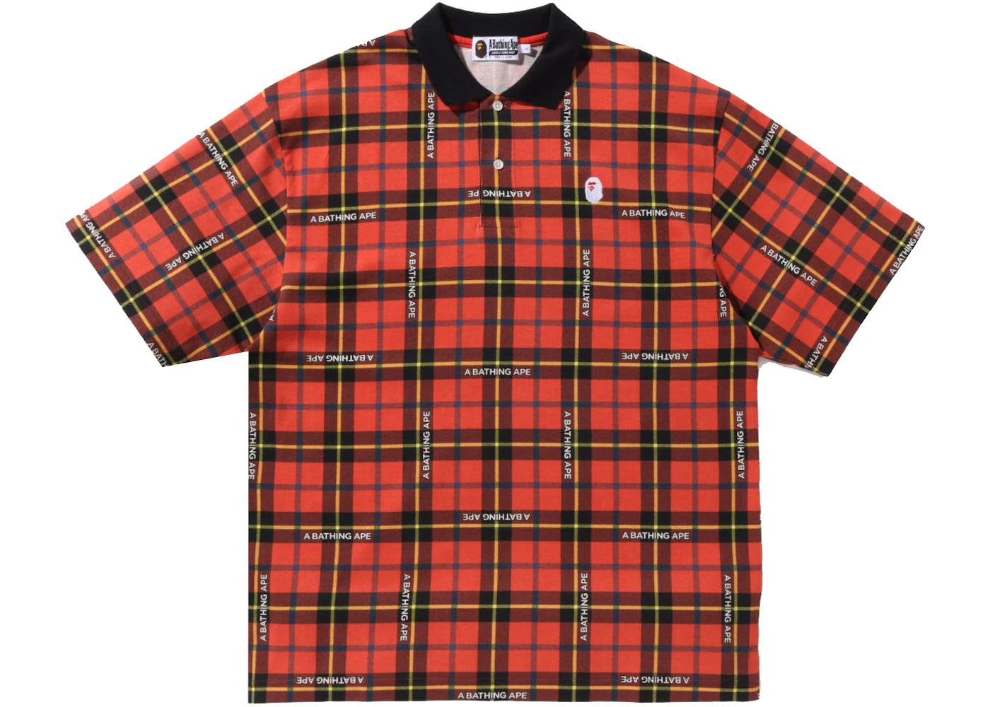 BAPE Logo Check Relaxed Fit Polo Red