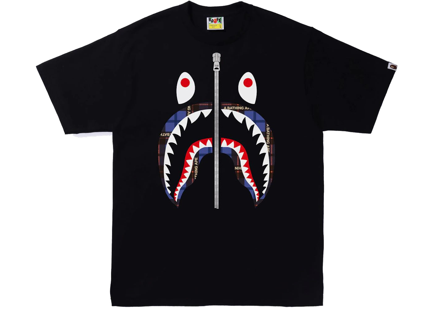 BAPE Logo Check Shark Tee Black/Blue