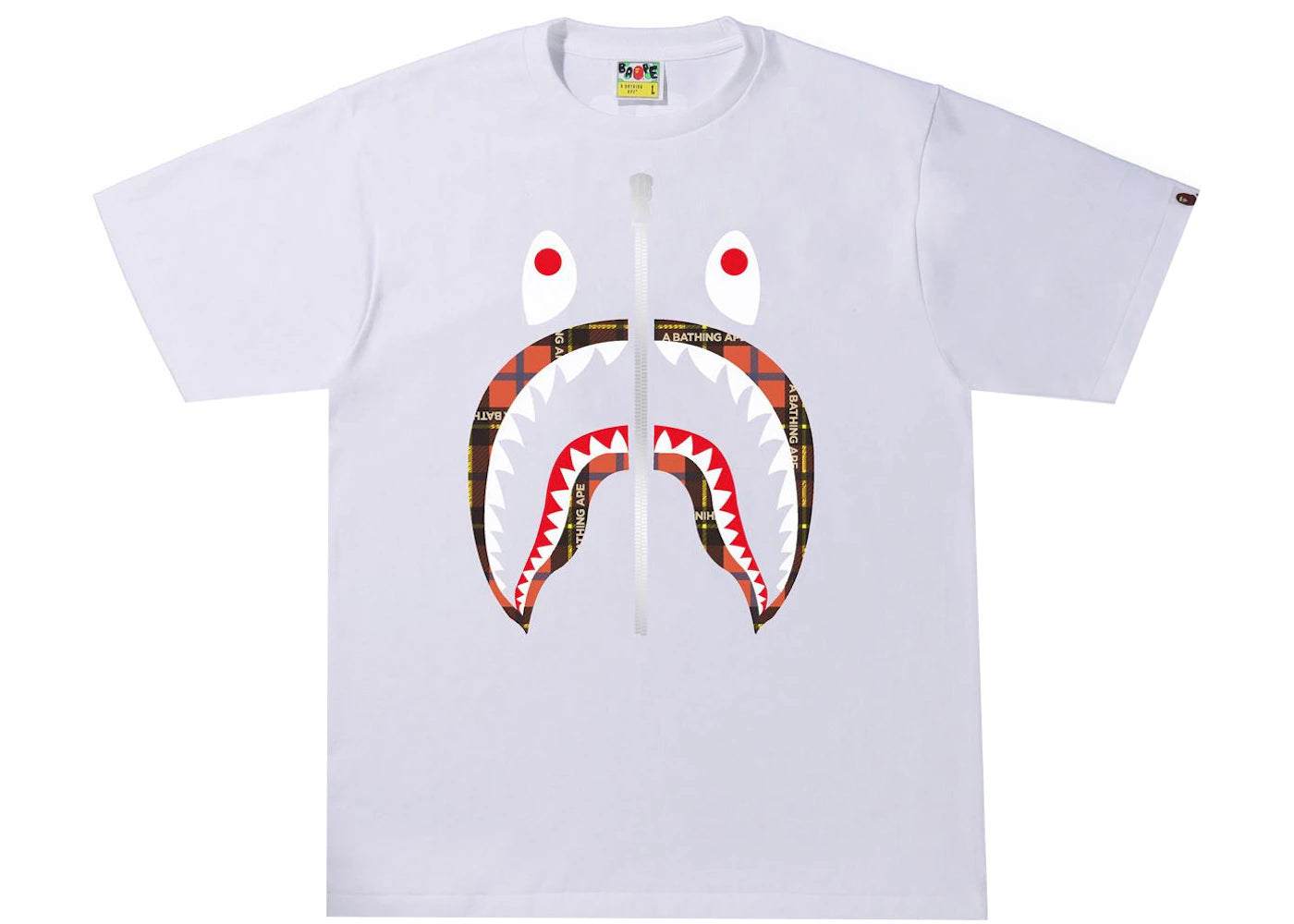 BAPE Logo Check Shark Tee White/Red