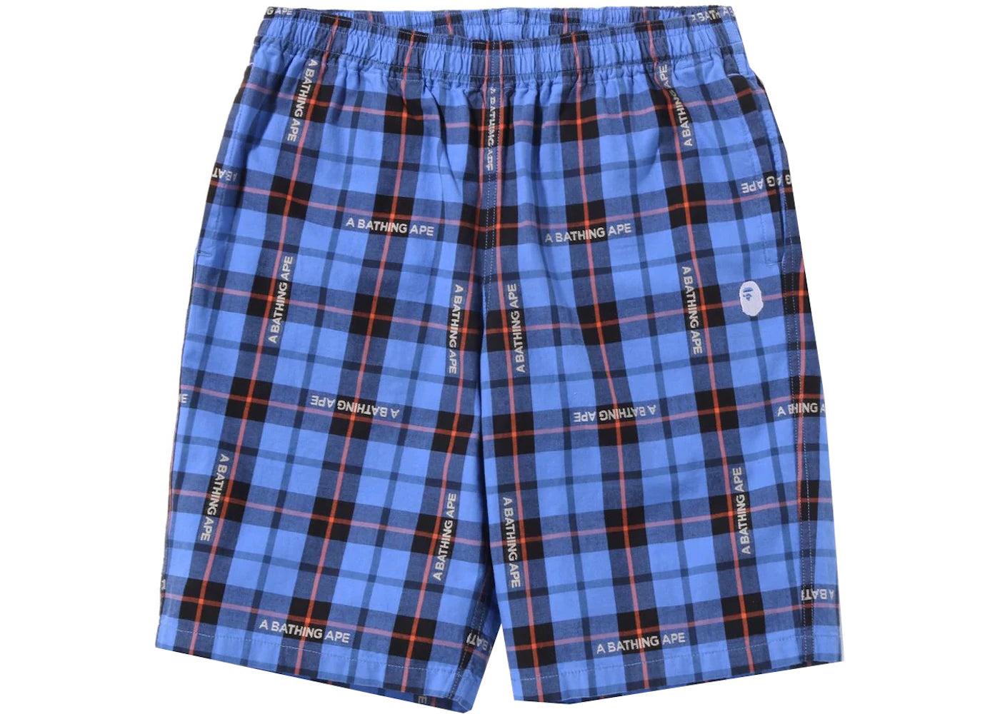 BAPE Logo Check Shorts Blue