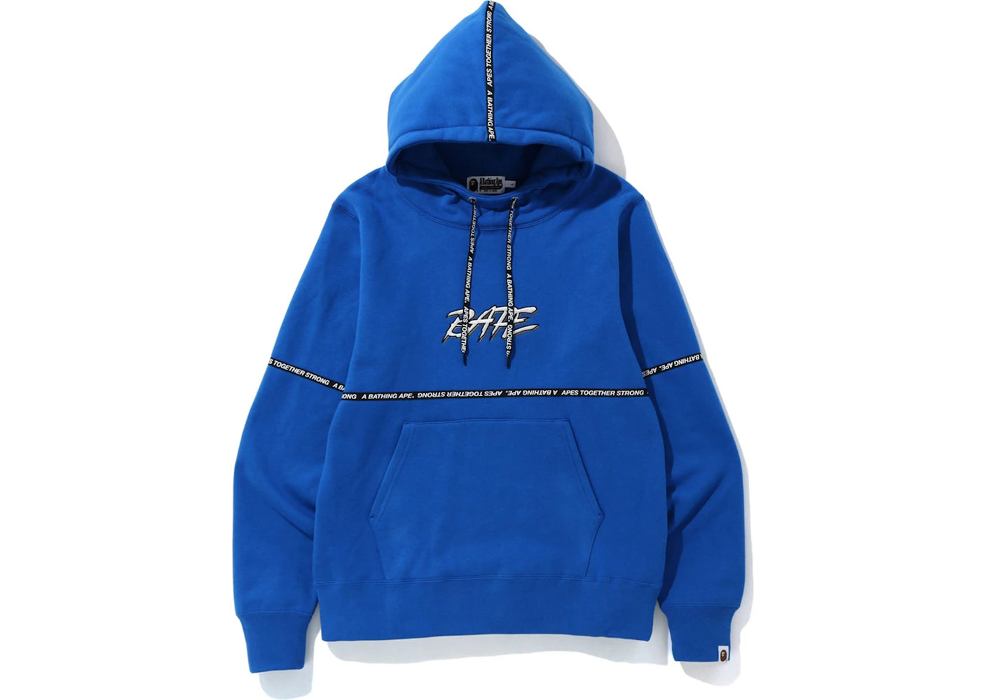 BAPE Logo Tape Pullover Hoodie Blue