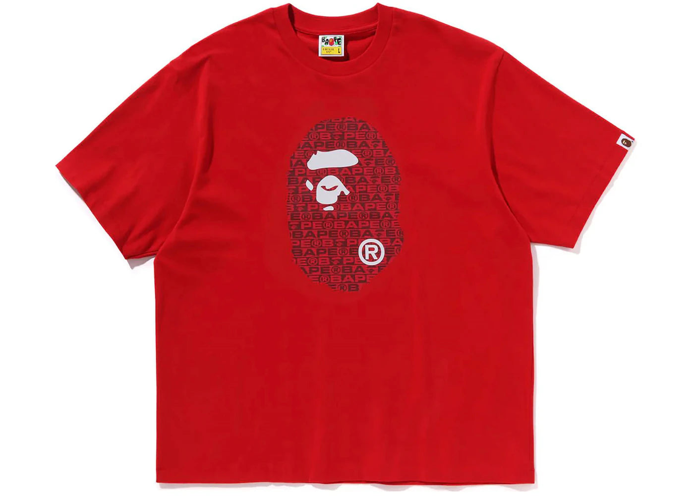 BAPE Lux Sport Pattern Ape Head Relaxed Fit Tee Red