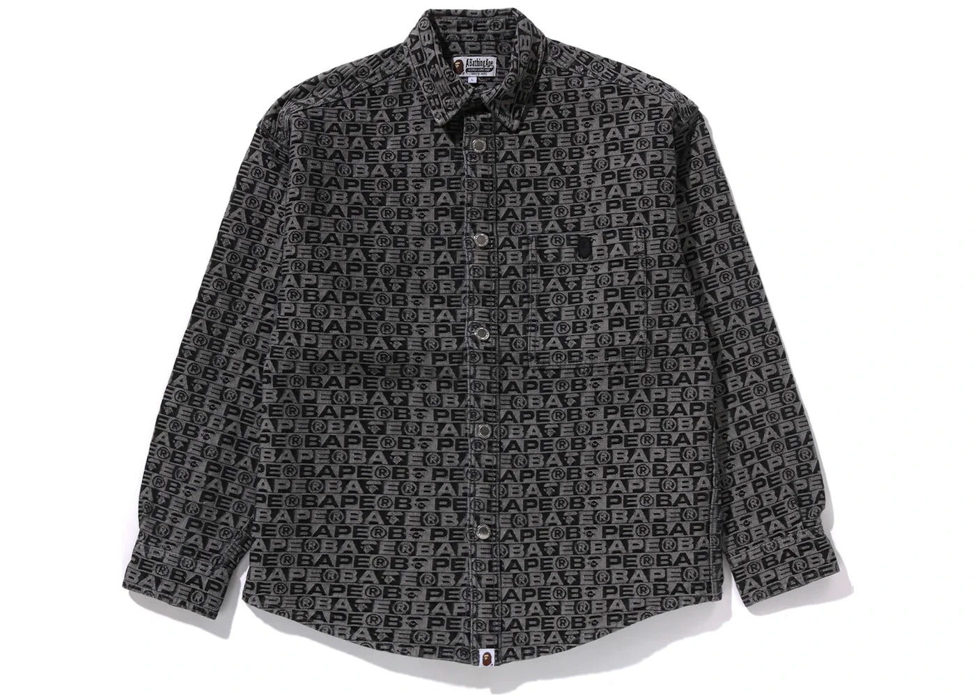 BAPE Lux Sport Pattern Jacquard 10oz Denim Shirt Black