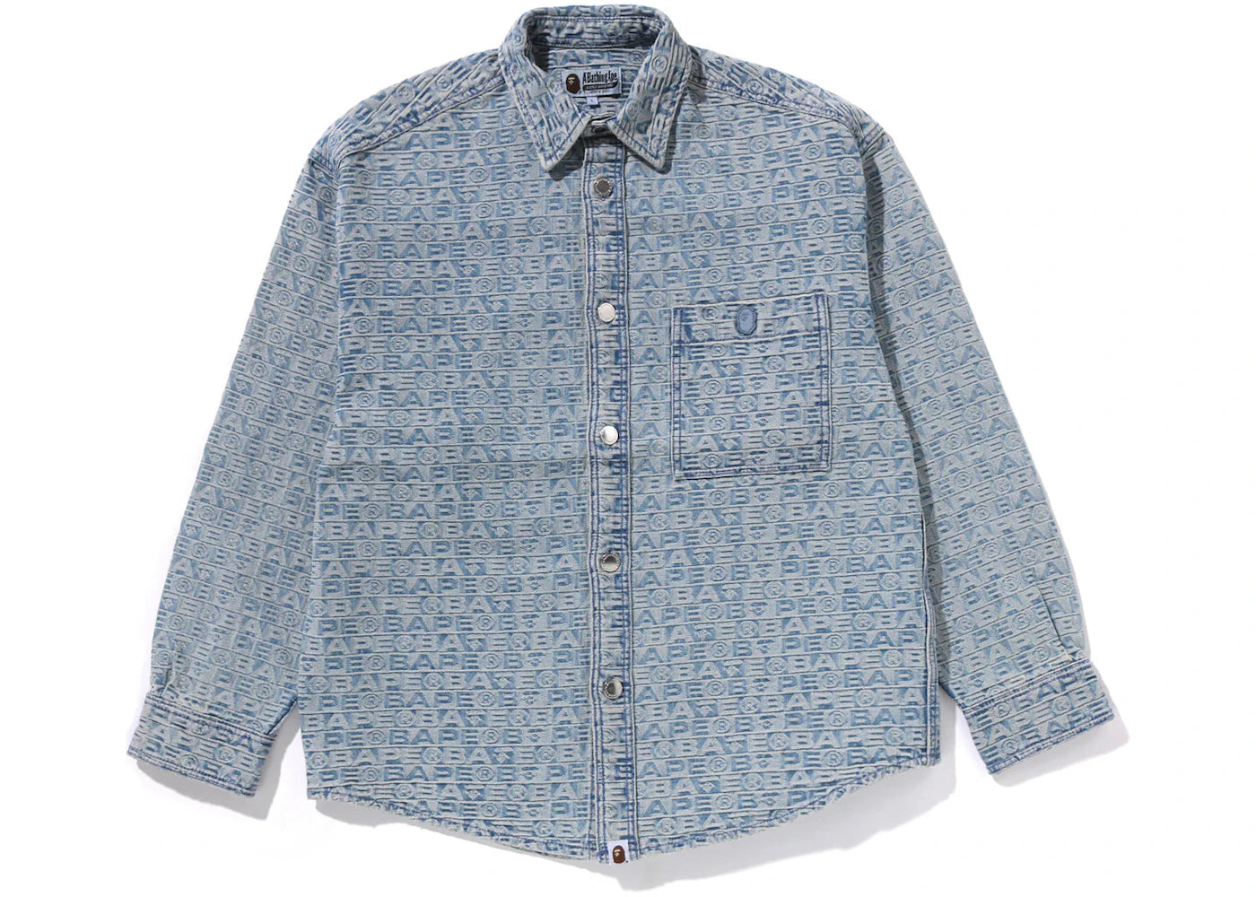 BAPE Lux Sport Pattern Jacquard 10oz Denim Shirt Light Indigo