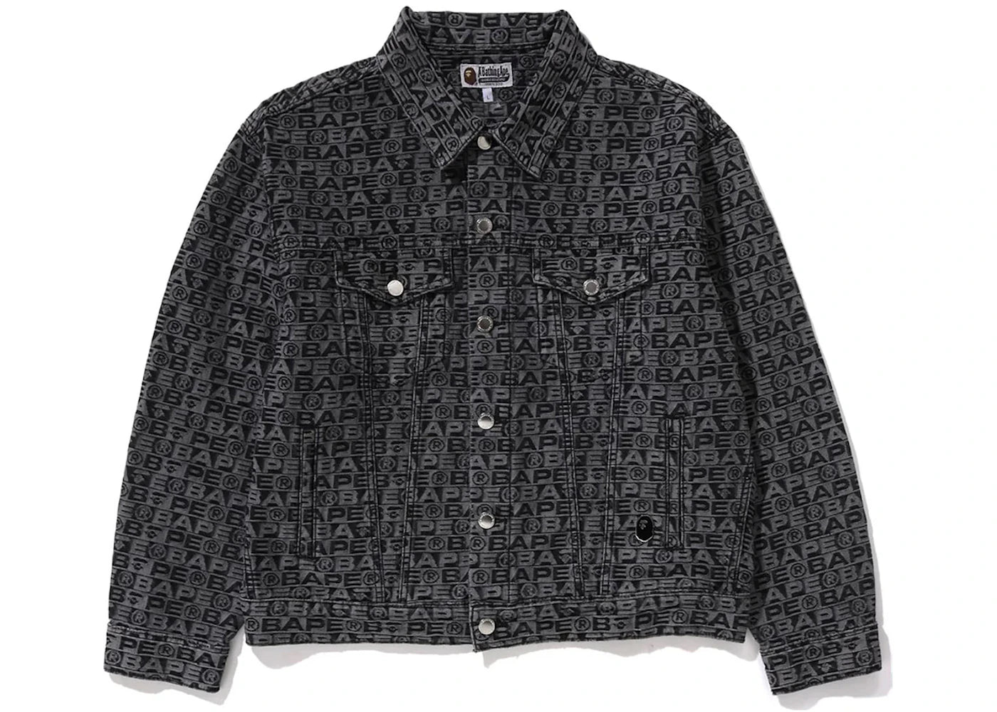 BAPE Lux Sport Pattern Jacquard 13oz Denim Trucker Jacket Black