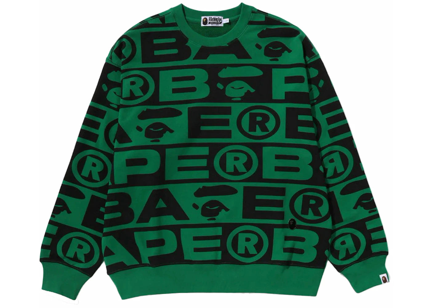 BAPE Lux Sport Pattern Oversized Crewneck Green