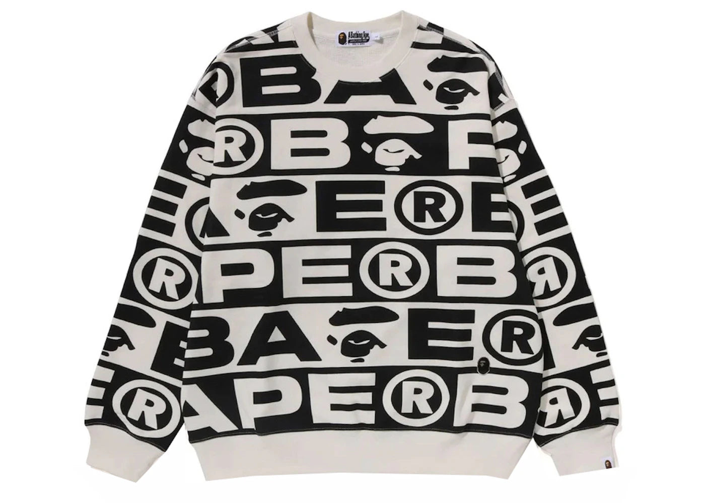 BAPE Lux Sport Pattern Oversized Crewneck Ivory