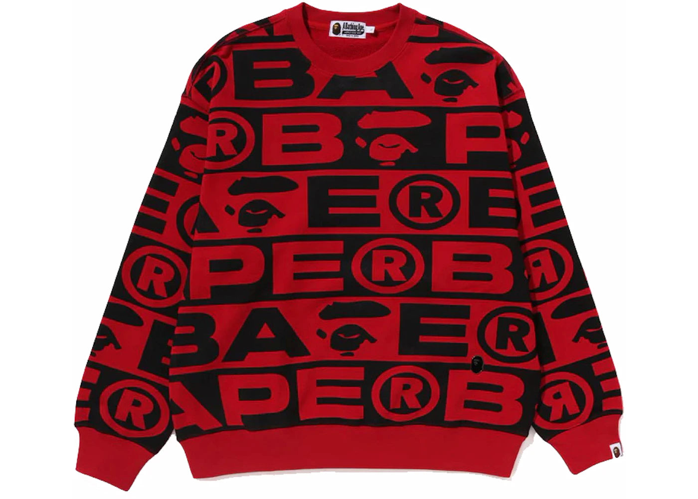 BAPE Lux Sport Pattern Oversized Crewneck Red