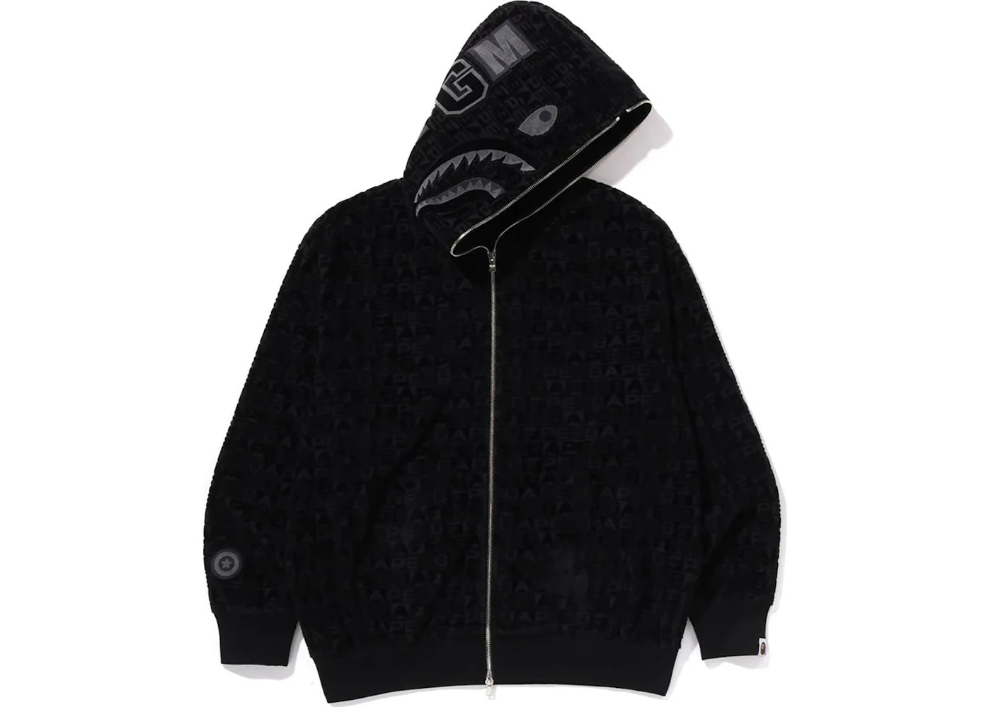 BAPE Lux Sport Pattern Shark Relaxed Fit Full Zip Hoodie Black