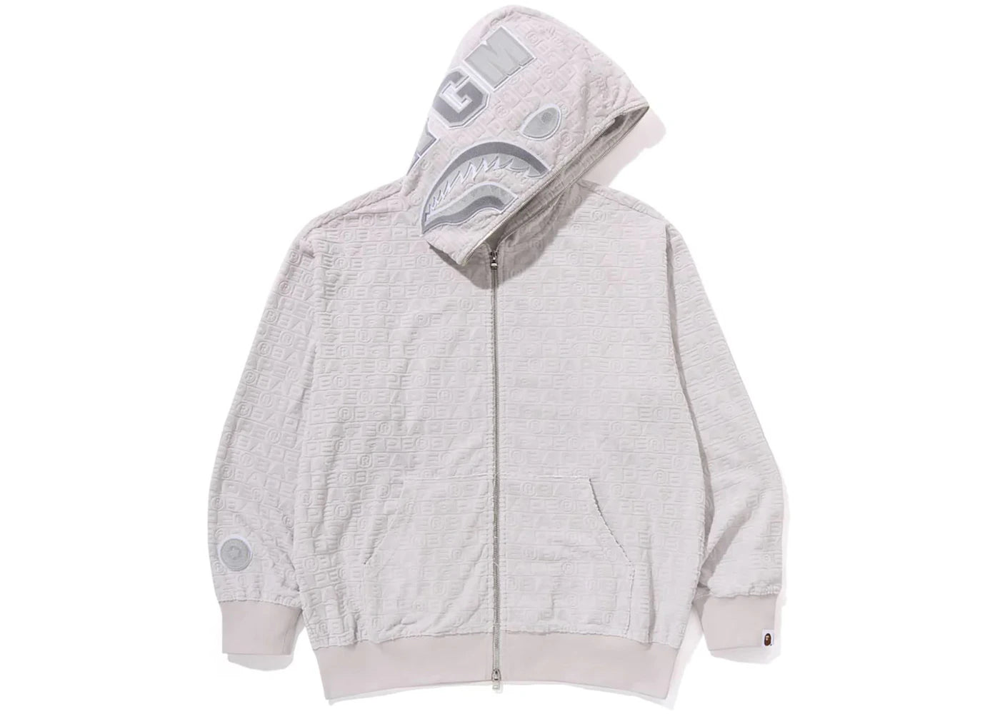 BAPE Lux Sport Pattern Shark Relaxed Fit Full Zip Hoodie Grey